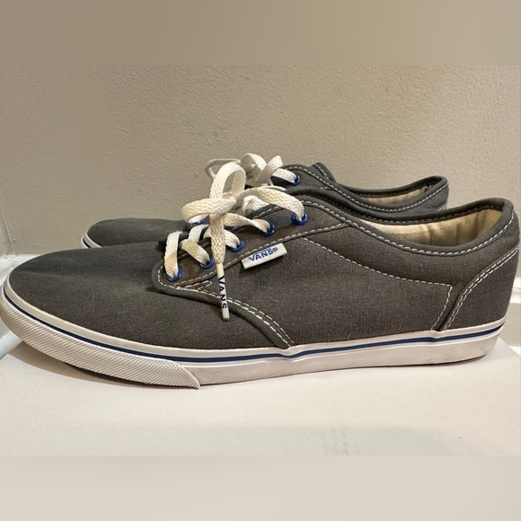 Vans Authentic Lo Pro Grey/Pewter & Blue Canvas Skate Sneakers Woman’s/Men’s 8.5 - Picture 4 of 10